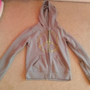 Grey peace sign hoddie